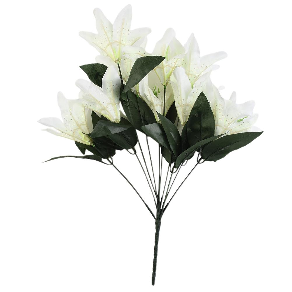 Exquisite 45cm Artificial Lillies 10 Head Flower Bunch Elegant Home Decor