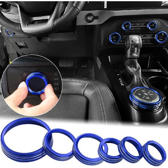 for -2025 Ford Bronco AC Knob Cover Accessories Center Console Switch Volume Temp Control Button Ring Trim-Red 6Pcs (Not fit Bronco Sport)