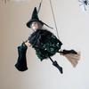 Halloween Witch Ornament Dolls Halloween Background Wall Party Decoration Hanging Pendants  Sequin Dress Witch Broom Figurines