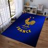 French Rooster Emblem Blue Rug Design Non-slip Rug Suitable for Living Room and Bedroom Sofas.
