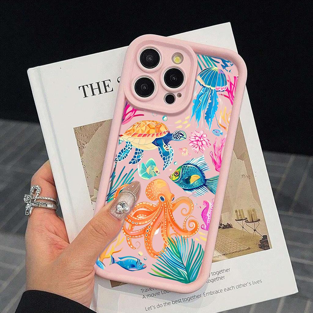 Luxury Marine Organism Phone Case For iPhone 17 Pro Max 16 15 14 13 12 11 Pro Max XS 7 8 Plus Silicone Shockproof TPU Soft Cover