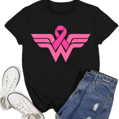 Bröstcancertröjor för kvinnor Cancermedvetenhetströja Survivor Rosa bandet T-shirt Toppar