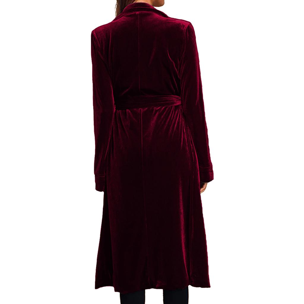 Women's Fashion  And Winter Cardigan Jacket Gold Velvet Long Windbreaker