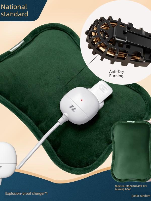 Anti-Dry Burning Rechargeable Hot Water Bottle with Velvet Surface, Warm Hand Warmer, Warm Belly Warmer, Bed Heating Pad, Hand Warmer for Students