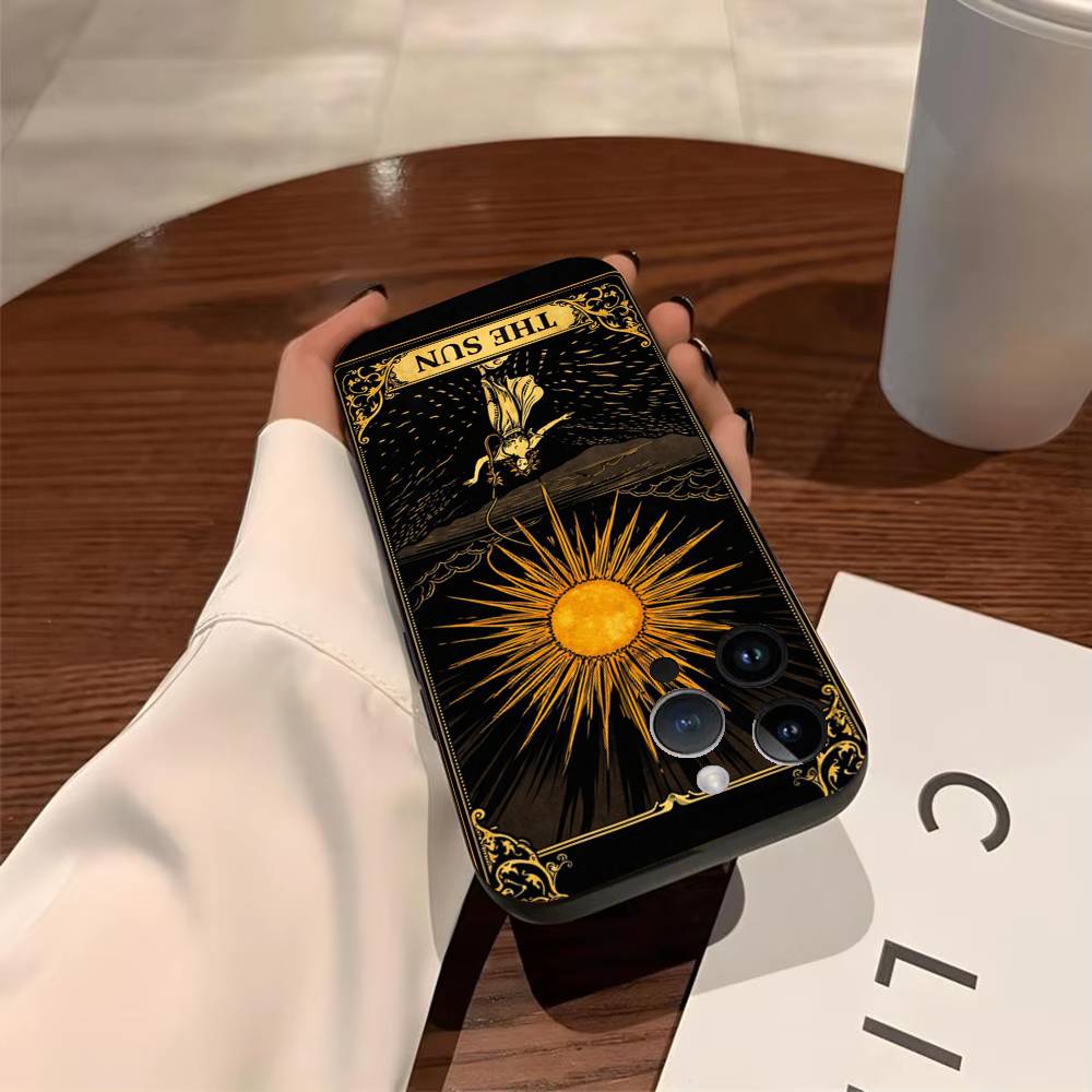 Tarot Phone Case For iPhone 17,16,15,14,13,12,11,Pro,X,XS,Max,Plus,Soft Black Cover