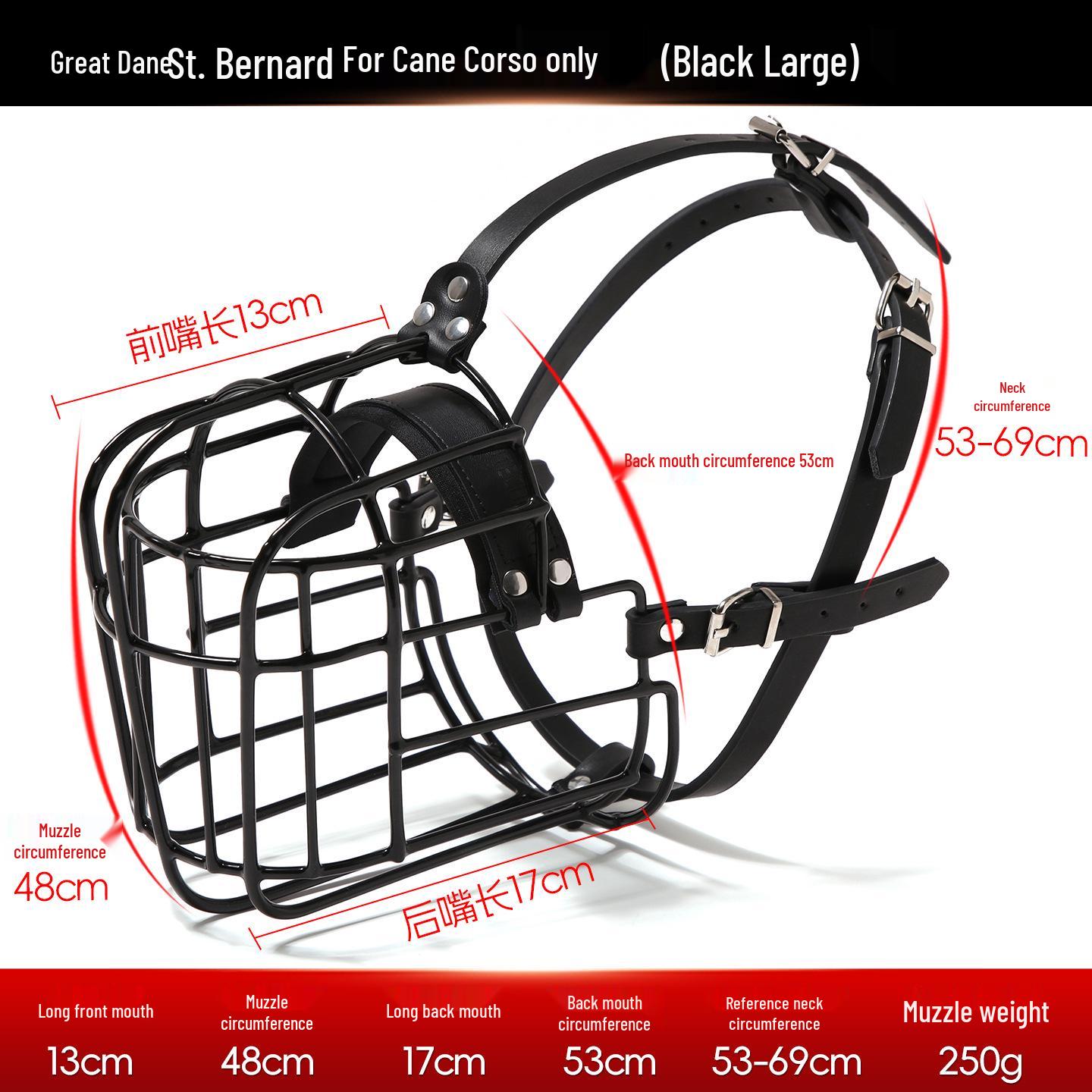 

Large Breed Dog Muzzle for Great Danes, Cane Corsos, and Saint Bernards - Anti-Eating/Biting Training Cage Mask Large Breed Special чёрный