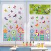 Amosfun Set Spring Window Static Flower and Butterfly Spring Window Glass Window Interior Window Wall Stickers 9-Piece Stickers Decals, Decoration,