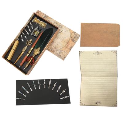 Feather Pen Set Retro British Creativity Writing Suit for Business Couple Elder Teacher GiftDark