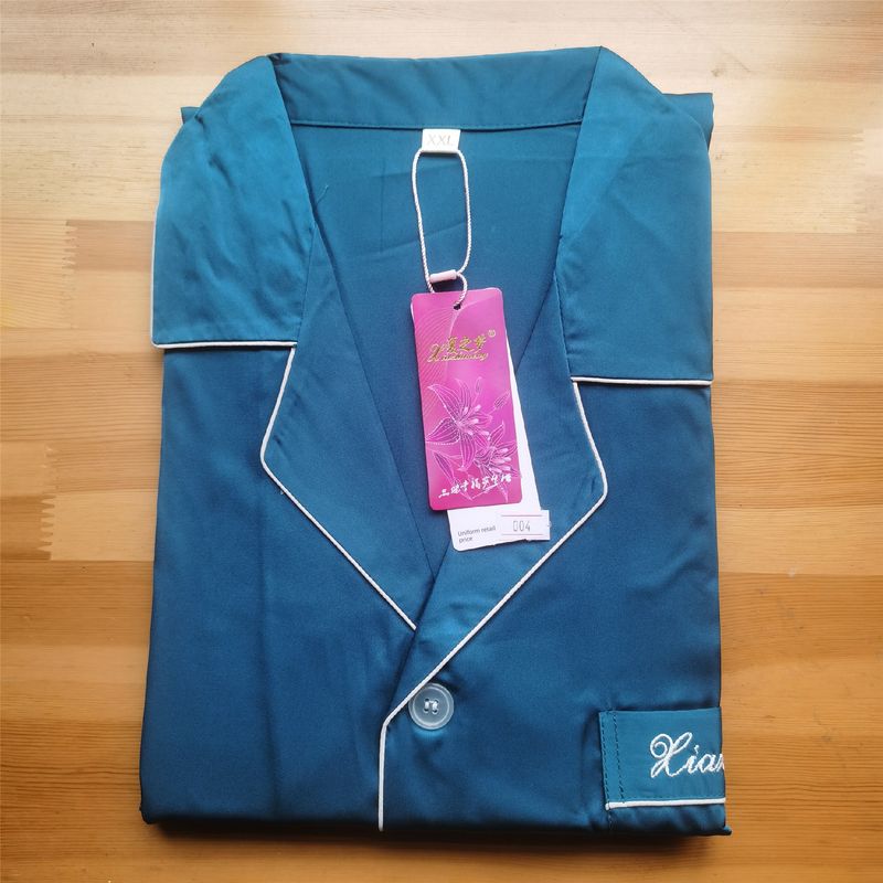 Silk Pajamas Men's Suit Summer Long sleeve Couple Thin Real Silk Homewear Spring and Autumn Men's Set