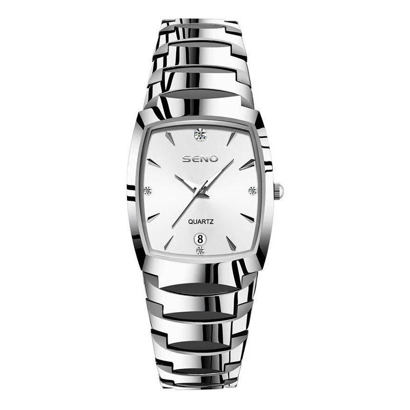 Men s Steel Strap Watch Square Men s Watch Business Waterproof Calendar Quartz Watch