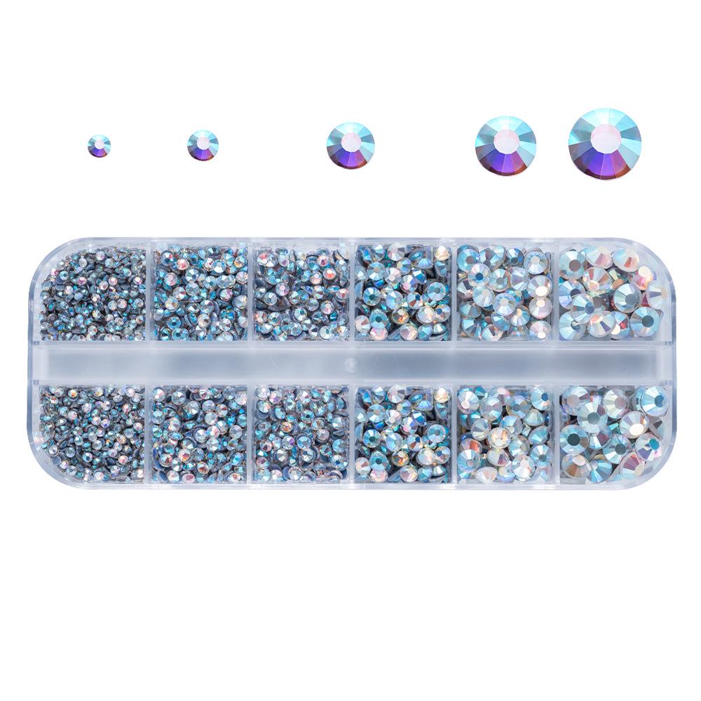 Hot Melt Glue Rhinestone Applicator Set with 12 Grids for DIY Clothing Décor and Flat Bottom Rhinestones