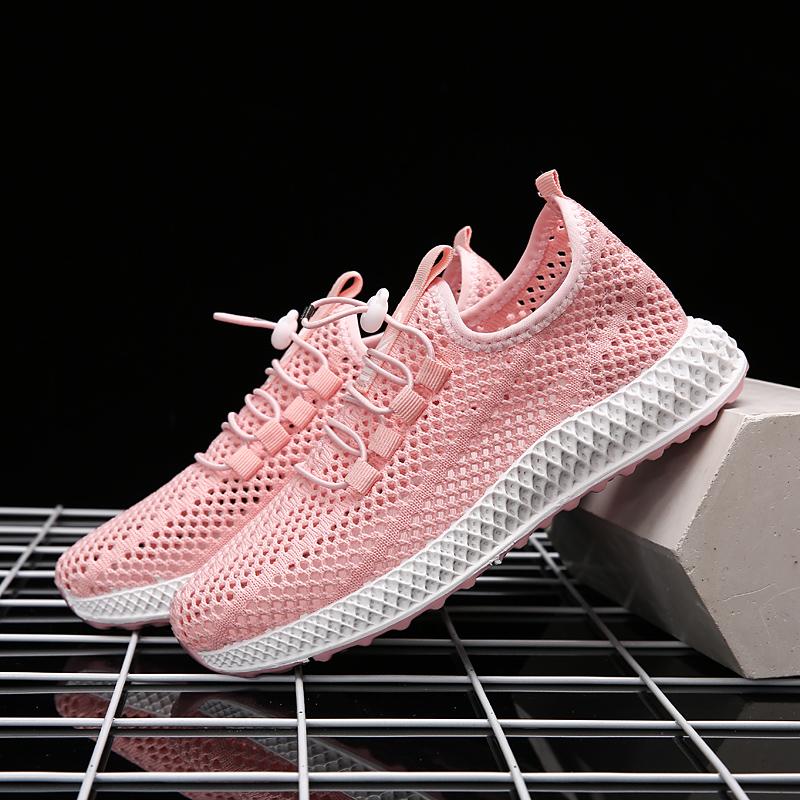Buy Autumn Summer Women Casual Shoes Hollow Mesh Flats Shoes Woman Sneakers Breathable Soft Lace