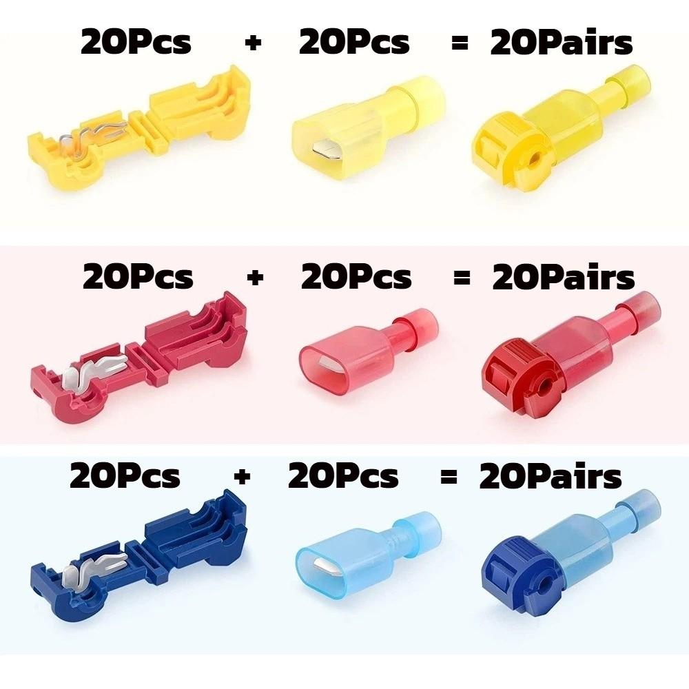 120pcs Peel-Free T-Tap Connector Insulated Efficient Wiring Wire Splicing Terminal Clamp Type Waterproof Quick Crimp Terminal