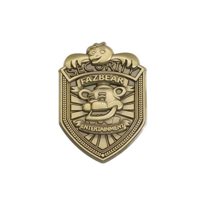 

Unique And Collectible Cartoon Character Brooch Retro Bronze Shield Letter Metal Badge