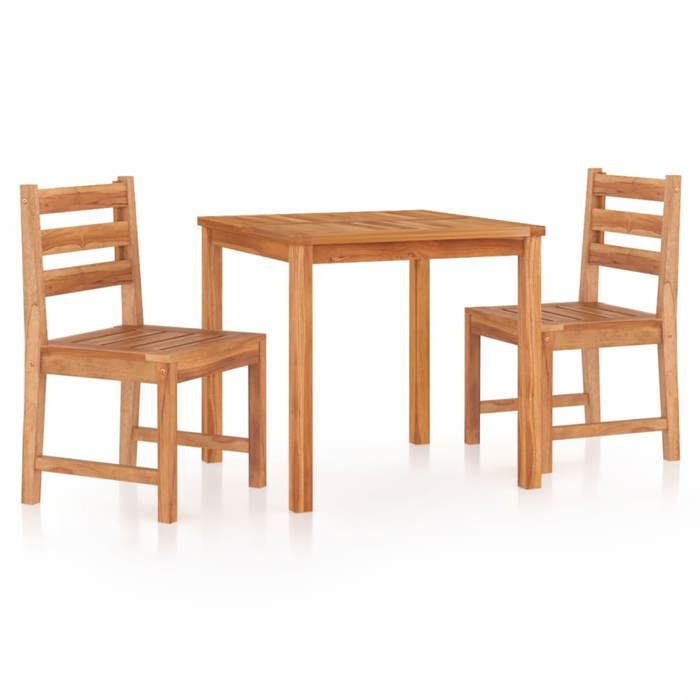 VidaXL Ensemble à manger de jardin 3 pcs Bois de teck massif, meubles de jardin, meubles d'extérieur, table et chaise de 3157177