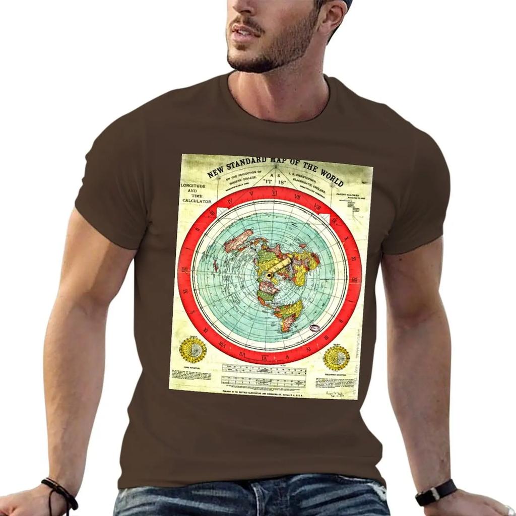 Gleason 1892 Flat Earth Map Research Flat Earth T-Shirt Vintage Anime Shirt Anime Stuff Plus Size Men Clothing