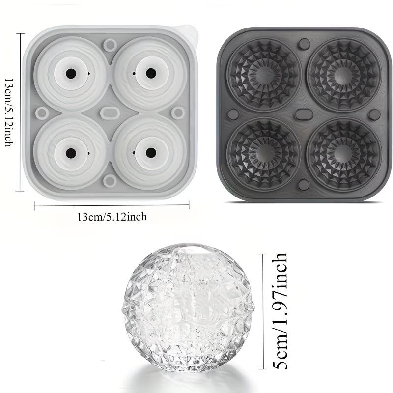 

Large Silicone Whiskey Ice Mold, 3D Sphere Crystal Ball Tray with Funnel for Bourbon Brandy, Bar Gift чёрный