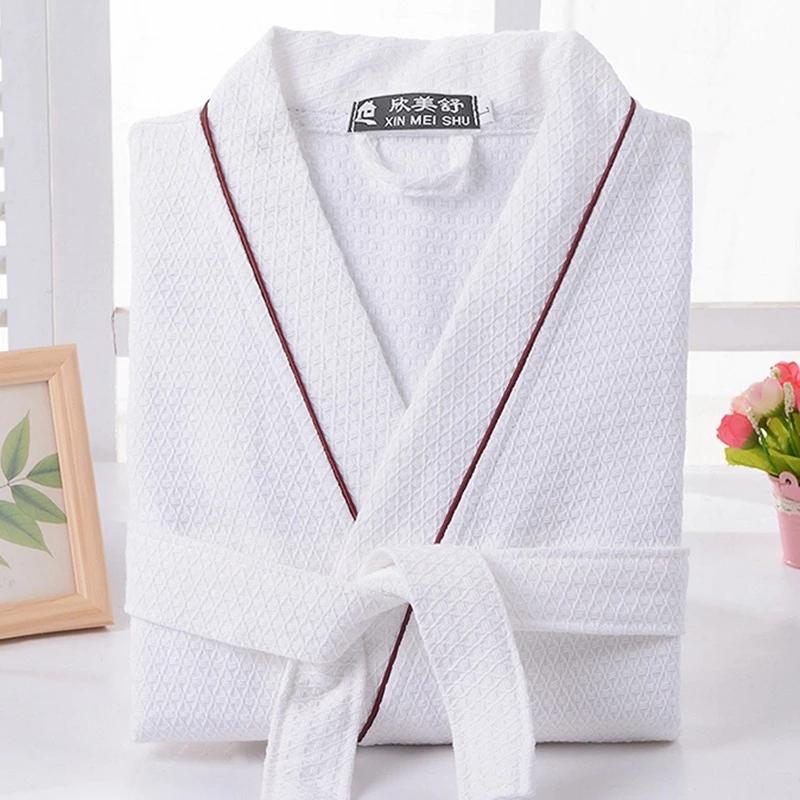 100% Cotton Waffle Bathrobe Men Women Sleepwear Couple Spring Summer Long Bride Bathrobe Sleep Lounge Robe Kimono Nightwear Gown