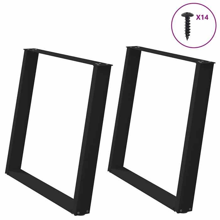 VidaXL Dining Table Legs U-Shape 2 Pcs Black 90 X (72-73) Cm Steel 4012800