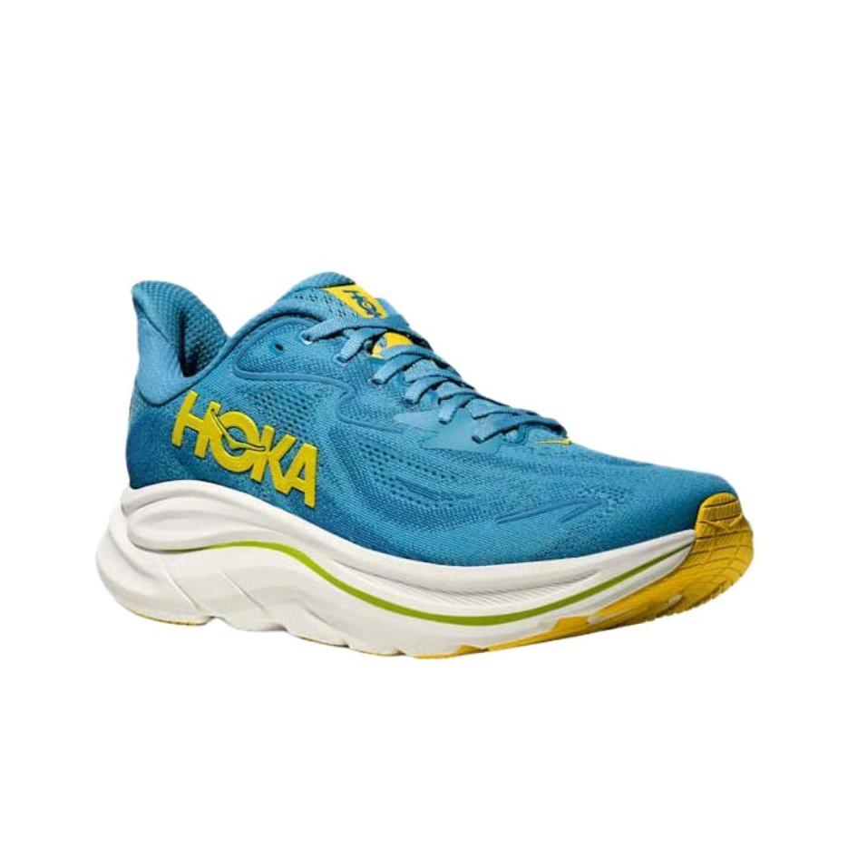 HOKA One One Clifton 10 Comfortable Soft Casual Running Shoes Men Sneaker Blue Yellow 1162030-ALF