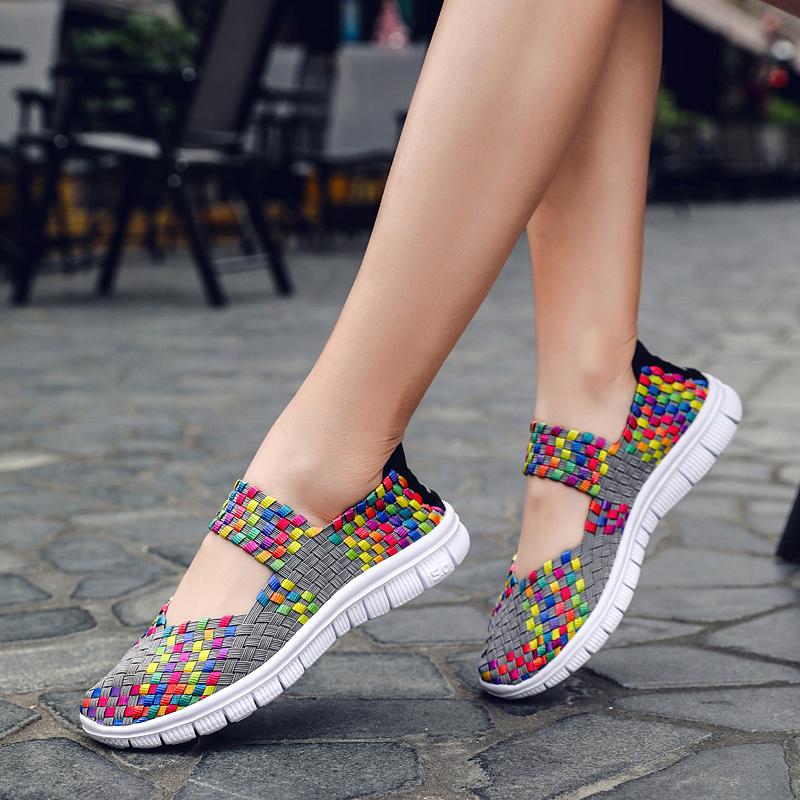 Women's Casual Running Breathable Knitted Mesh Fabric Dance Sneaker Shoes