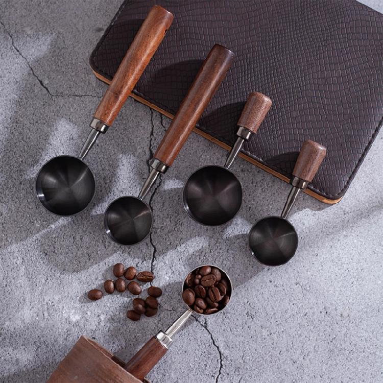 Vintage Walnut Wood Handle Spoon Tablespoon Coffee Powder Measuring Spoon