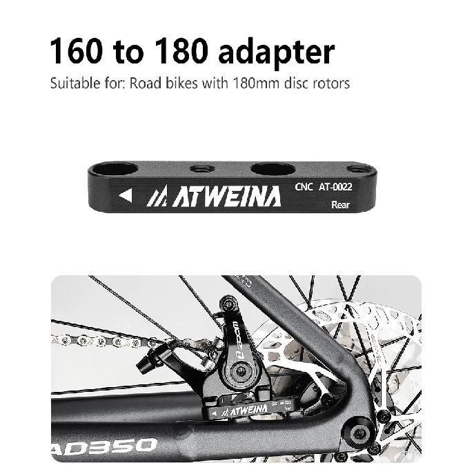 ATWEINA Road Bike Bicycle Disc Brake Aapter Flat Mount CNC Front Rear 180mm Disc Brake Rotor Adapter with Bolts Bicycle Parts