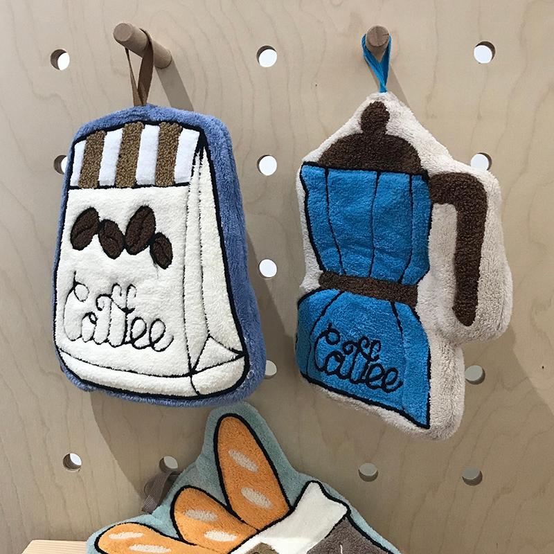 Coral Fleece Hand Towel Cute Handkerchief Super Absorbent Hand Cloth Kitchen Towels Hanging Towel for Bathroom Kitchen