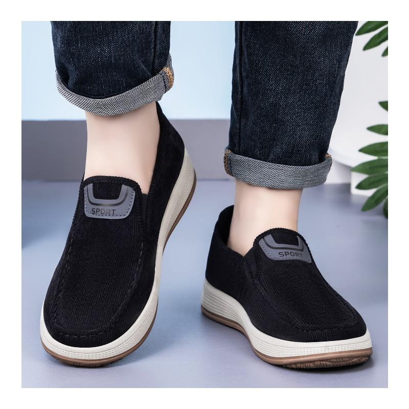 Spring Men's Casual Slip-on Shoes, Lightweight Shallow Mouth Comfort Skate Shoes, Striped Soft Sole Single Shoes, Dropshipping Available