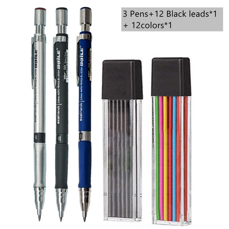2.0mm Mechanical Pencil Black/Color Lead Refill Sketching Pencil Art Sketch Painting Writing Tool For School Office Stationery