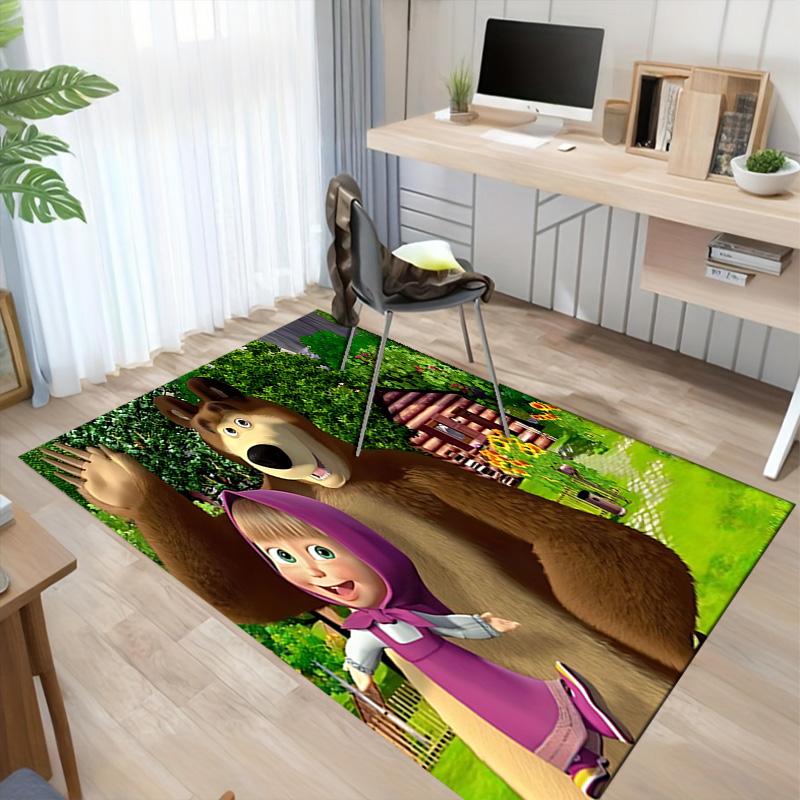 Masha Bear Adventure Carpet For Playroom Bedroom Living Room Sofa Home Decorkids Game Area Rug Nonslip Floor Mat