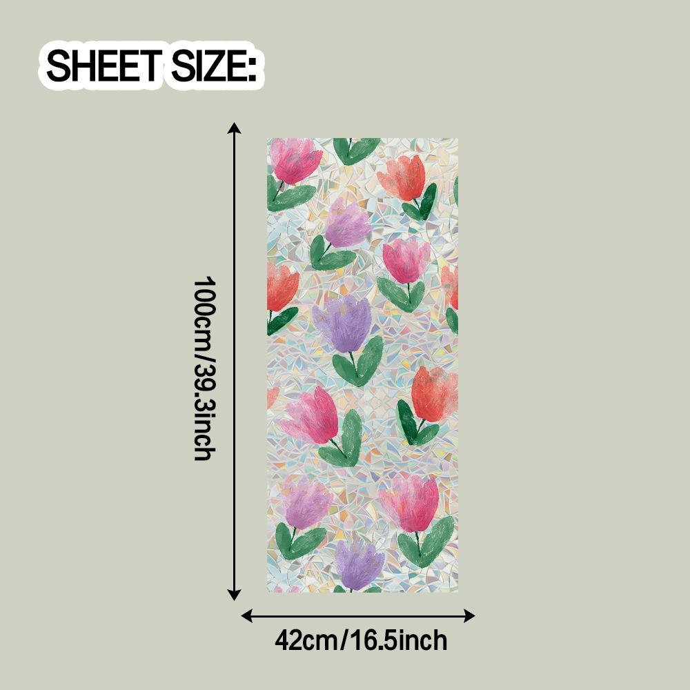 

Цветные наклейки с лазерной печатью «Тюльпаны» для домашнего декора, статические, самоклеящиеся, для стеклянных дверей и окон 42*100cm