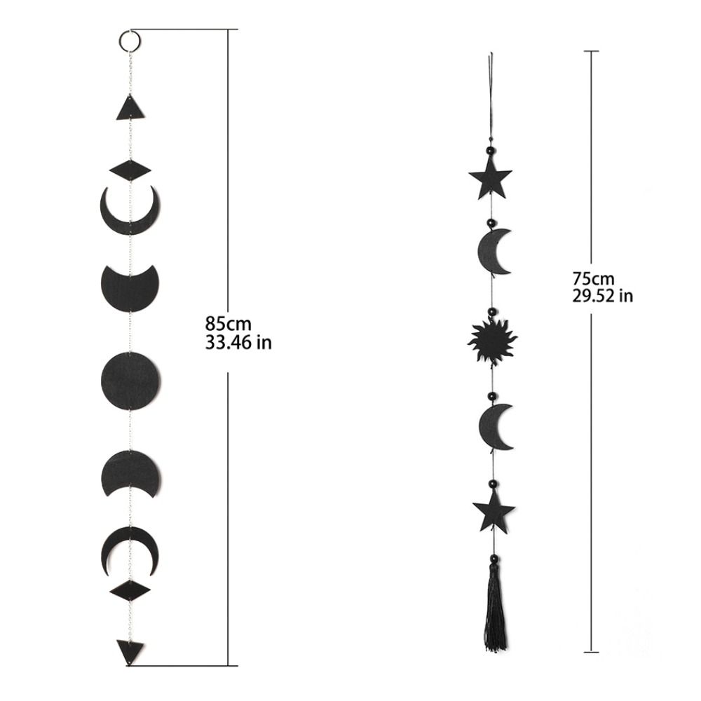 Simple Unique Bedroom Wall Hanging Home Decor Room Decoration Ornaments Star Wind Chime Wood Crafts Moon Tooth Pendant