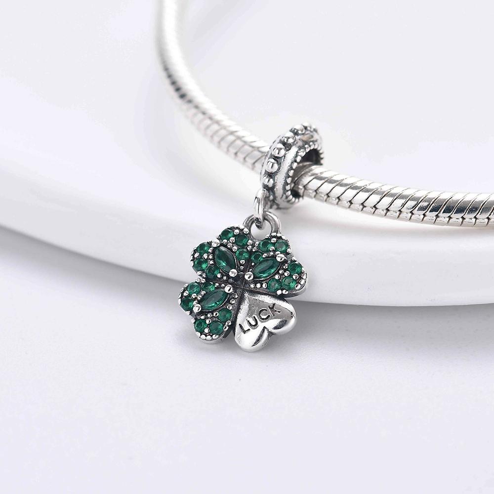 New Copper Four-Leaf Clover Lucky Grass Pendant Bead Diy Fit Original Pendant Charm Bracelet Women Fashion Jewelry
