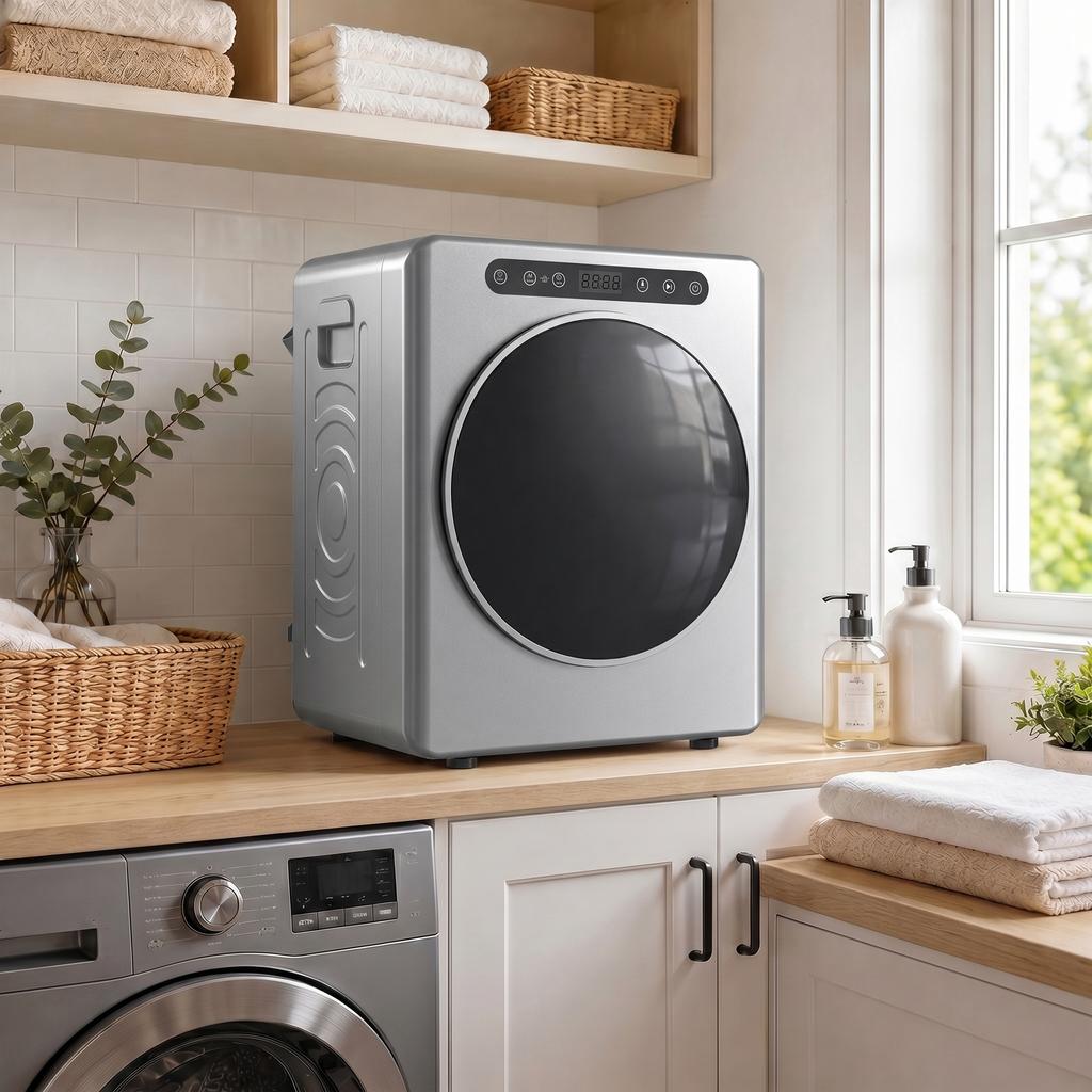 5kg Vented Dryer, 1000W Compact Freestanding Front-Loading Tumble Dryer with Stainless Steel Drum, Timer, Silver