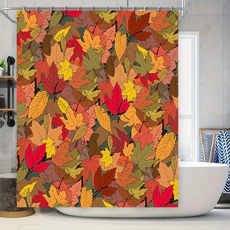 

Autumn Leaves Shower Curtain Set: Colorful Bath Decoration For Bathroom Decorations Home Improvement W60H190(CM)-1 Pcs