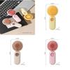 Cartoon Cute Pet Handheld Mini Fan Foldable Portable Usb Rechargeable Apricot/ Pink)