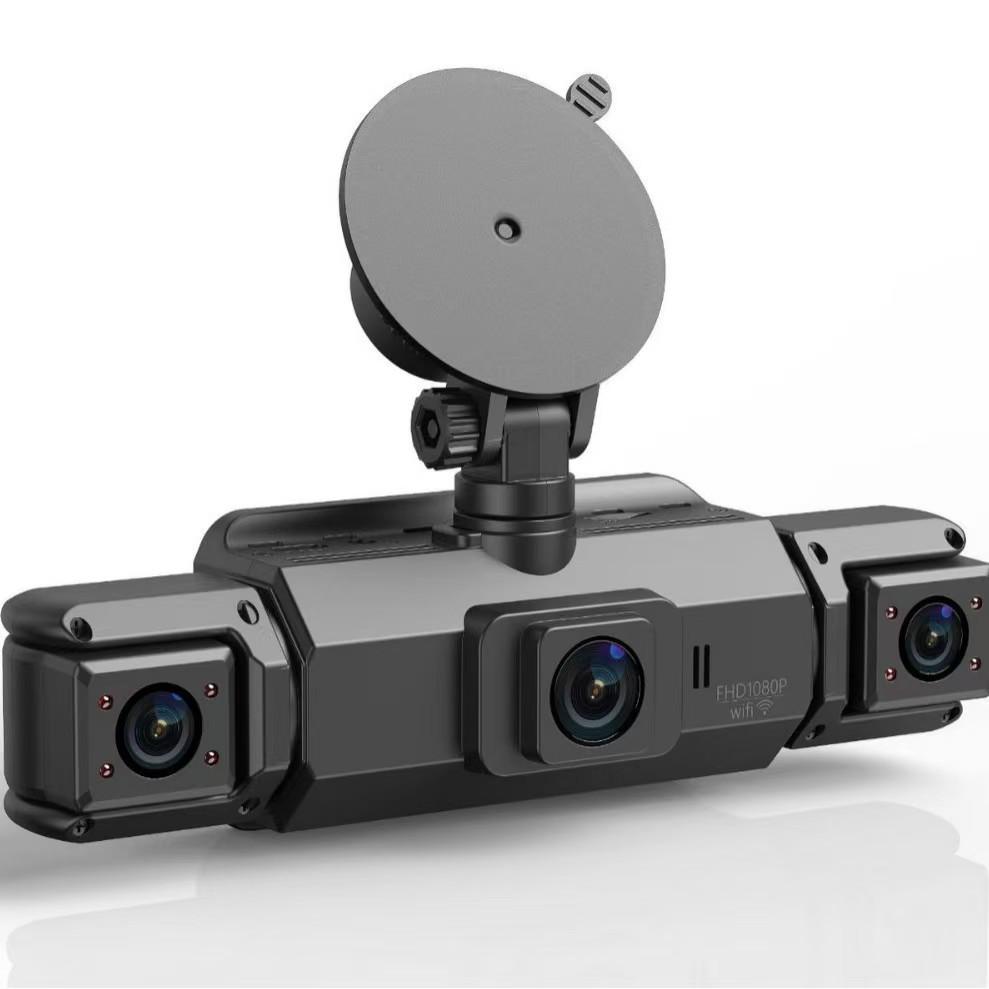 3.0-inch IPS HD Dash Cam with Four Lenses, Night Vision, Loop Recording, WiFi.