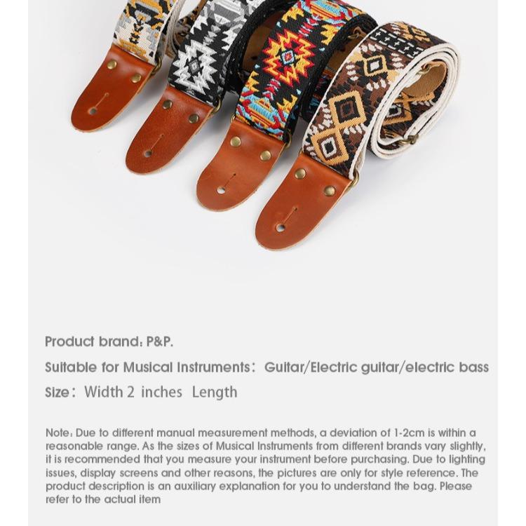 Guitar Strap, New Genuine Leather, PP Top Layer Cowhide, Thickened Leather Head Woven Ethnic Electric Guitar Bass, Stress Relieving