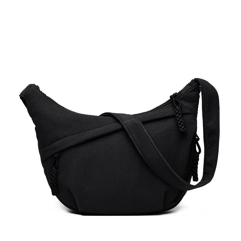 

Japan Style Women Crossbody Bag New Casual Large Capacity Corduroy Shoulder Bag Versatile Multi Pocket Commuting Hobos Bag чёрный