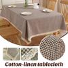 Nordic Style Coffee Grid Tablecloth Rectangle Tablecloth with Lace Dust-Proof Table Cover for Kitchen Dinning Table Decoration