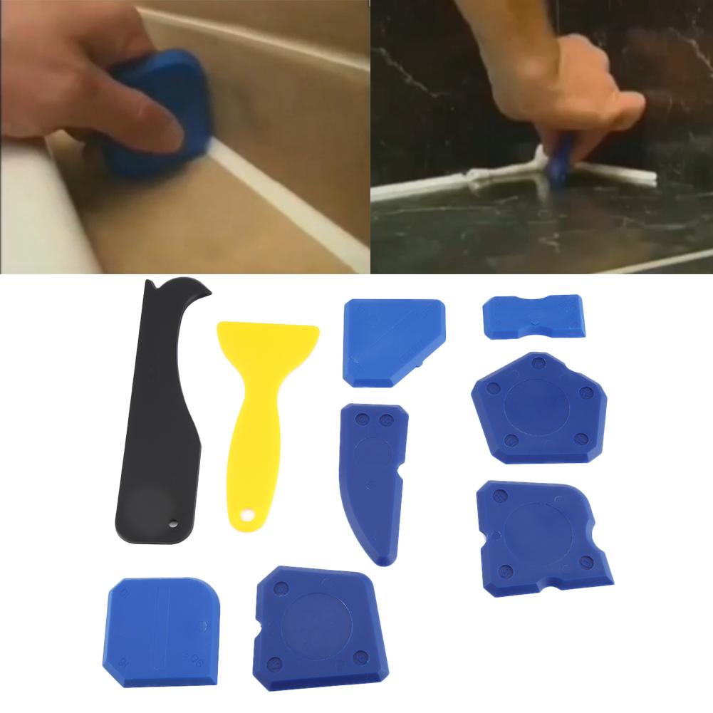 9pcs Set Silicone Sealant Remover Glass Scraper Grout Caulking Finishing Cleaning Tool Kit