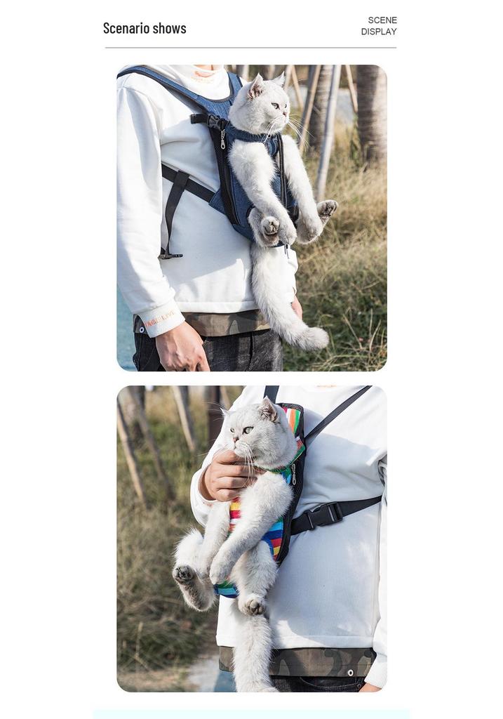 Portable Double Shoulder Pet Backpack - Oxford Cloth for Cats & Dogs
