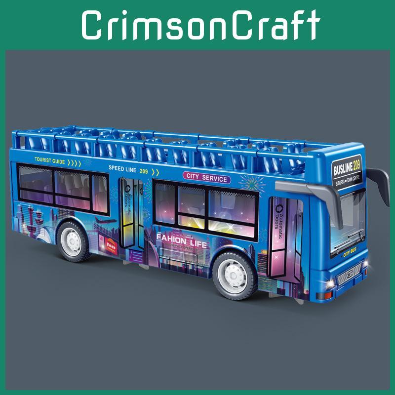 Sightseeing Plastic Bus With Sound And Light Functions Children Toy Inertia