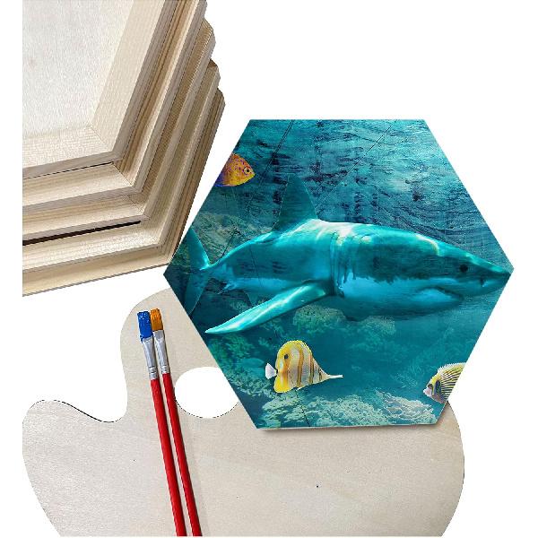 Hexagon Wood Canvas for Crafts, Framed Wooden Panel Boards for Painting (8x9 in,6 Pack)