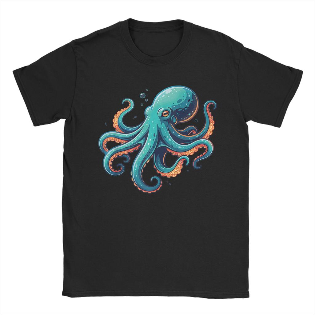 Octopus Colorful Scuba Dive TShirt Beach 100 Cotton TShirts For Couple Hip Hop Casual Tee Shirt Short Sleeve Vintage Tees