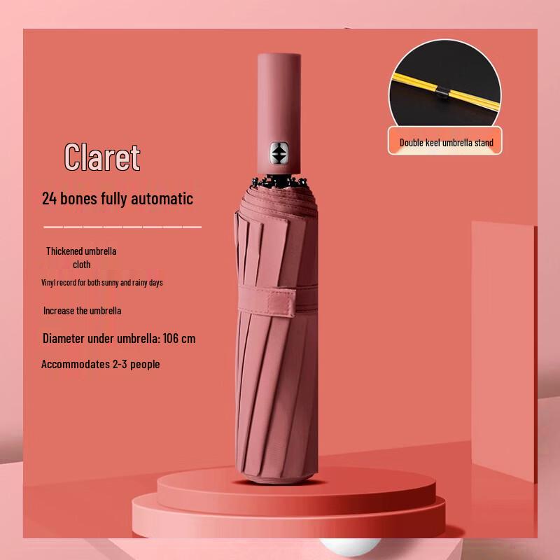 Large 24-Rib Semi-Automatic Sun & Rain Umbrella