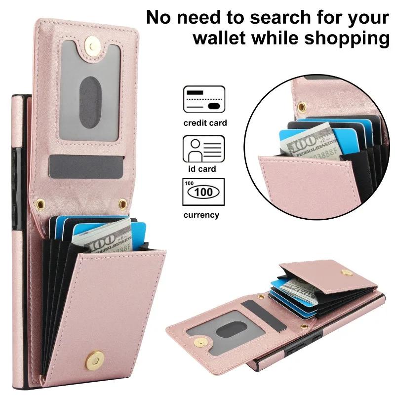 Crossbody Wallet with Card Holder Phone Case for Samsung Galaxy S23 S21 FE S24 S22 Ultra A13 A53 A14 A54 A15 A55 Leather Cover