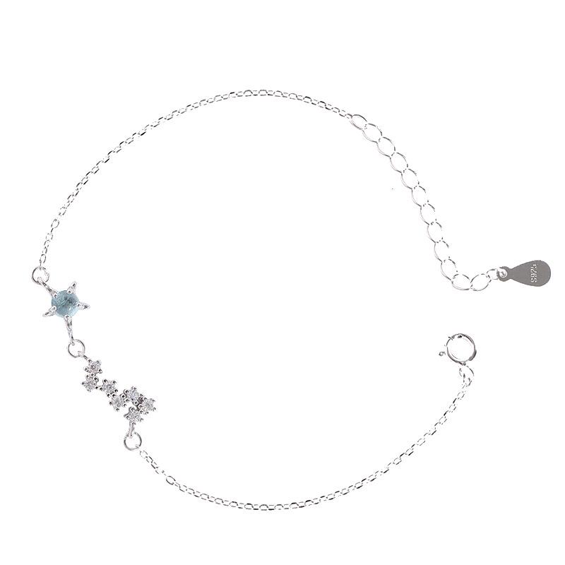 Стерлингового серебра S925 Серебряный браслет Креативный простой браслет с цепочкой друзей Сверкающая звезда Луна Бриллиантовый браслет