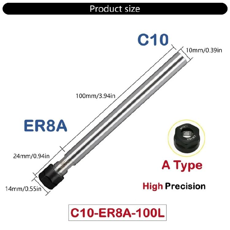 Heavy Duty Straight Shank Extension For Tool Alloy Steel 0.01mm Pulsation Control Highly Speed Milling Accessories